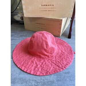 GIGGLE Healthy Happy Baby Pink Eyelet Cotton Beach Summer Sun Bucket Hat 6-12m